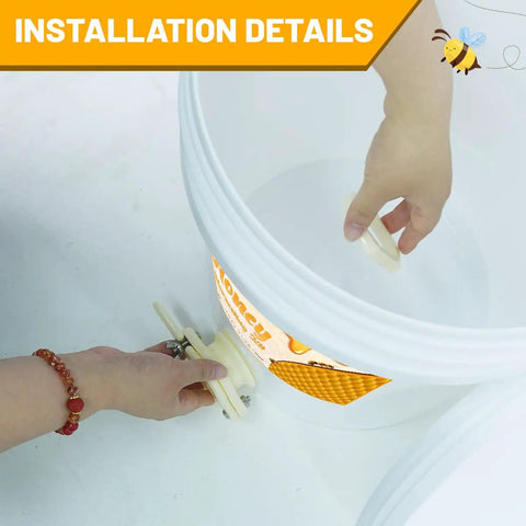 Installing lid and gate on Two Pack 5 Gallon Honey Buckets With Leak Proof Gates And Airtight Lids For Easy Beekeeping Starter Kit Harvesting