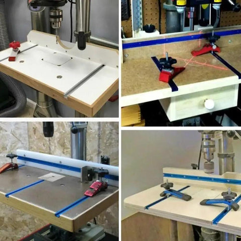 Two 500mm Aluminum T-Track Sets For Router Tables displayed on different woodworking fixtures, showing double-cut T-slot tracks
