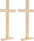 Killer Natural Unfinished Wood Crosses For Arts And Crafts Projects And 2 Pack Measuring 7.9 X 15.5 Inches on a white background.