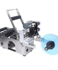 Resfirme 100W Semi-Automatic Round Labeling Machine For Jars And Bottles with stainless steel body and motor.
