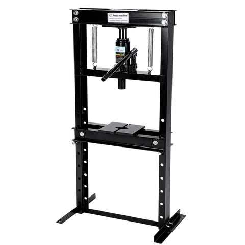 12 Ton Hydraulic Shop Press With Movable Plates And Adjustable Height H Frame For Garage Floor Use Overload Protection Heavy Duty