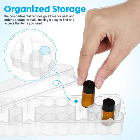 Easy Grab And Go Vial Storage Box For 3ml Peptide And Essential Oil Test Tubes 24 Count Transparent Container In Use