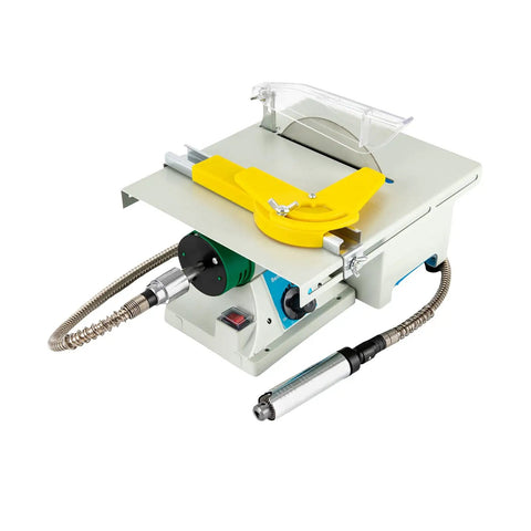 5 In 1 Mini Lapidary Saw And Polishing Kit With 750W Gem Jewelry Grinder showing saw with flex shaft and drill chuck