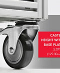 Rock Solid Heavy Duty 4 Inch Swivel Caster With Locking Brake For T Slot Aluminum Extrusions showcasing the base plate height of 5.079 inches.