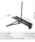 Tow Behind Dethatcher 40 Inch With 20 Spring Steel Tines For ATV Or Mower Lift Handle Lawn Rake For Garden Farm Grass Cleanup