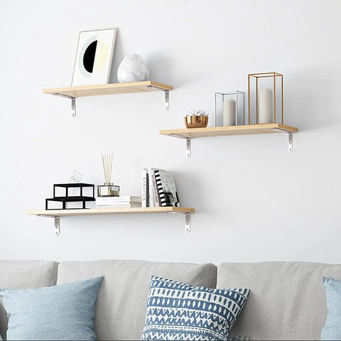 Heavy Duty 4X4 Inch L Brackets Solid Stainless Steel Corner Supports Rust Proof Shelf Braces Brushed Finish 4 Pack For Home Shelves used to support wooden shelves.