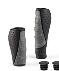 Ergonomic Rubber Bike Handlebar Grips For MTB BMX, Anti Slip Comfort Grips With Wide Support Surface in Classic Black and Grey, Dual Lengths