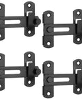 4 Pcs Barn Door Lock Sets With 180 Degree Flip Sliding Latches, Heavy Duty Black Gate Bolts, Stainless Steel, Rustproof