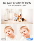 Indoor Security Cam System 5MP With 360 Degree Pan And 50 Degree Tilt Auto Tracking captures child and pet in room.