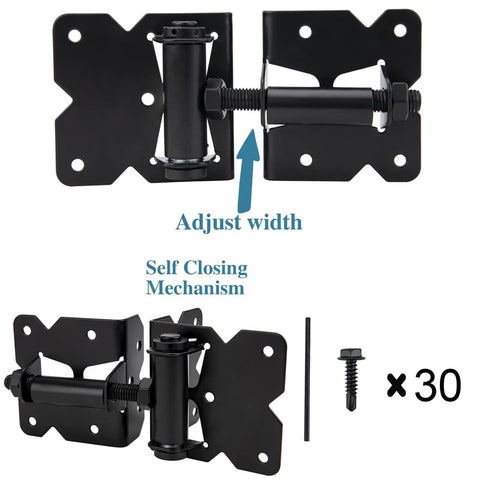 Heavy Duty Self Locking Gate Latch And Hinges Set Built Hella Tough For Vinyl Wood And Metal Fences, adjustable self-closing hinge.