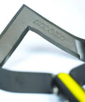Close-up of V Blade Weeder Scuffle Hoe With A 54 Inch Fiberglass Handle And Grips for quick weeding, featuring open design blade.