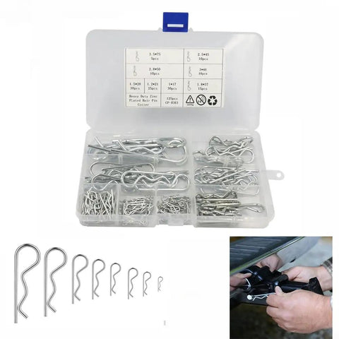 125pc R Type Cotter Pins Set Pro Grade Carbon Steel Zinc Plated Split Pins Kit for Tractor Maintenance Automotive Repair and Machinery Five Sizes Heavy Duty All Purpose Fasteners organizer with assorted sizes