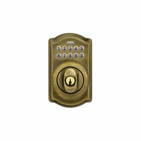 Keyless Entry Deadbolt Lock With Electronic Keypad For Front Door No Fuss Back Up Mechanical Key Antique Brass Finish