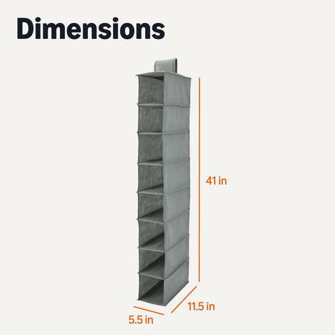 Eight Tier Hanging Closet Organizer Space Saving Shoe Rack And Wardrobe Storage Foldable Vertical Hanging Shelves That Straight Up Max Out Your Available Closet Space In Dark Grey