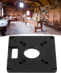 Heavy Duty Aluminum 6061 Router Table Insert Plate 120X120Mm 8Mm Thick With Adjustable Leveling Feet and Scratch Resistant Finish, shown against a woodworking shop background.