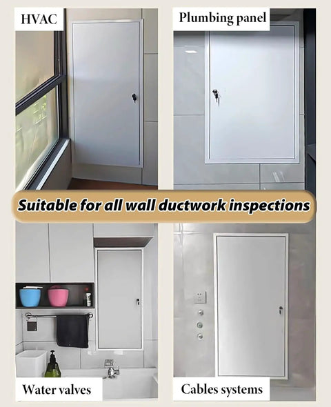 Pro Grade Aluminum Access Panel For Drywall Walls Hvac Plumbing Duct Inspection Door in four installations for easy access.