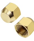 Brass Flare Plug Set For 3/8 Inch Tube OD SAE 45 Degree Fittings - 2 Pack Seal Plugs, brass finish with hexagonal design