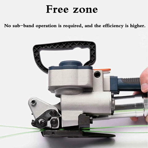 Top Rated Handheld Pneumatic Strapping Tool For Industrial Packaging Jobs showing detailed side view, highlighting efficient sealing mechanism.