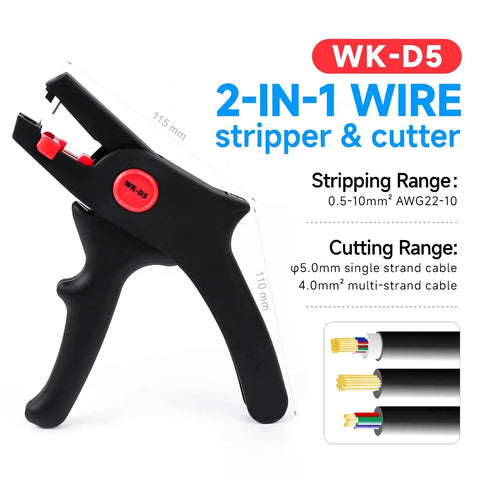 Pro Grade Wire Stripper With Cutter And Self Adjusting Mechanism For Electronics Auto And Home Wiring Great For Copper Coaxial Aluminum Wire Durable Steel And Nylon Build Lightweight And Long Lasting tool image