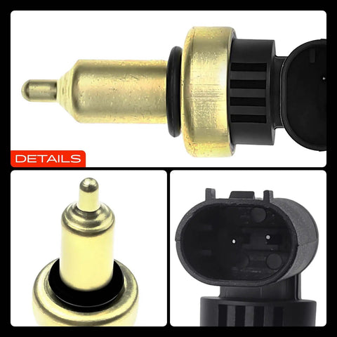 Engine Coolant Temperature Sensor Compatible With Mercedes-Benz C Class C300 C350 C63 Cls Clk Models Oem Replacement detailed view with gold tip.