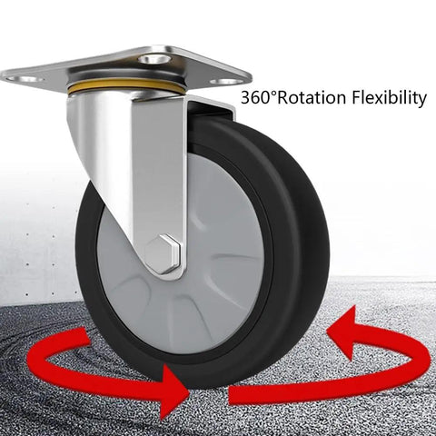 Close-up of a precision roller wheel with 360° rotation for the Heavy Duty Folding Flatbed Cart With Precision Rollers.