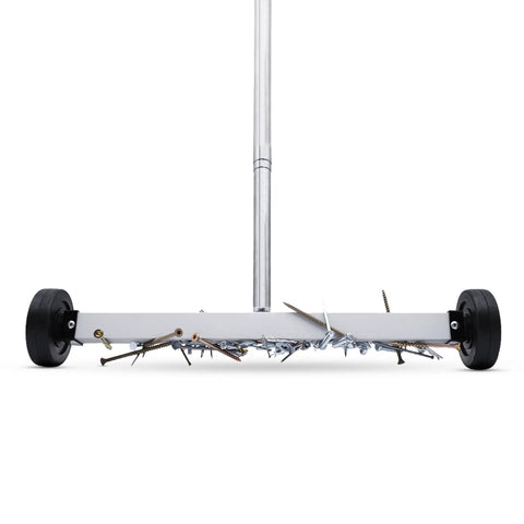 Magnetic Pickup Sweeper With Extendable Chrome Handle From 23 To 40 Inches 17 Inch Wide For Fast Cleanup Of Nails Screws And Ferrous Debris