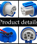 Universal 9007 9004 HB1 HB5 High Temperature Ceramic Pigtail Plug Male Wire Harness Three Pin Connector Replacement For Car Fog Light Socket Stress Free Rig Setup close-up view of ceramic connector with wires.