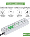 Rugged 60W Waterproof IP67 LED Driver Power Supply With 24V DC Output For LED Strip Lights