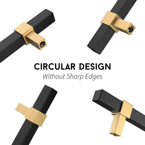 Black And Gold Cabinet Pulls 10 Pack 5 Inch Hole Center Drawer Handles showcasing close-up of smooth edges
