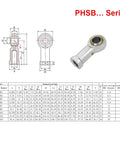 Rod End Bearing Five Eighths Inch Bore With Five Eighths By Eighteen Right Hand Thread Self Lubricating Female Heim Joint For Precise Smooth Movement In Mechanical Linkages Includes Two Jam Nuts And Heavy Duty Forged Steel Body, diagram and product view