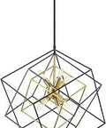 8 Light Large Dope Modern Geometric Chandelier With Rotatable Frames Industrial Black And Brass Pendant Lighting hanging from ceiling