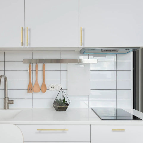10 Pack 10 Inch Brushed Brass Cabinet Pulls Knurled Texture Kitchen Drawer Handles Heavy Duty Cupboard Door Hardware Quick Install Top Notch Style For Any Room showcased on modern kitchen cabinets.