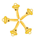 Brass Finish Uncut Key Blanks SC4 6SH1 displayed in a fan pattern, durable for locksmiths and DIY, pack of 50