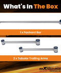 Rear Control Arm And Track Bar Kit For F-Body Camaro And Firebird 1982 To 2002 With Upgraded Polyurethane Bushings Heavy Duty Steel Construction Boosted Handling And Street Performance: 1 panhard bar and 2 tubular trailing arms