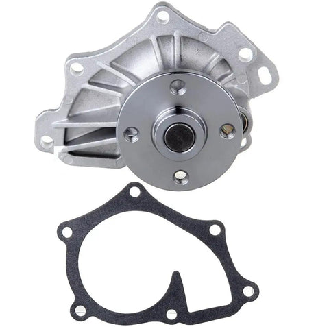 Heavy Duty Direct Replacement Water Pump With Gasket For Toyota And Scion Engines, front view with mounting base, durable steel.