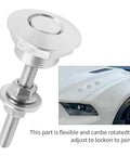 4 Piece Universal Aluminum Hood Pins With Quick Release Lock Latch For Bumpers And License Plates 1.25 Inch Diameter Silver Finish