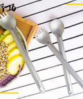 Ultra Lightweight Titanium Long Handle Spork And Spoon Set For Outdoor Camping And Backpacking with quick-dry bag