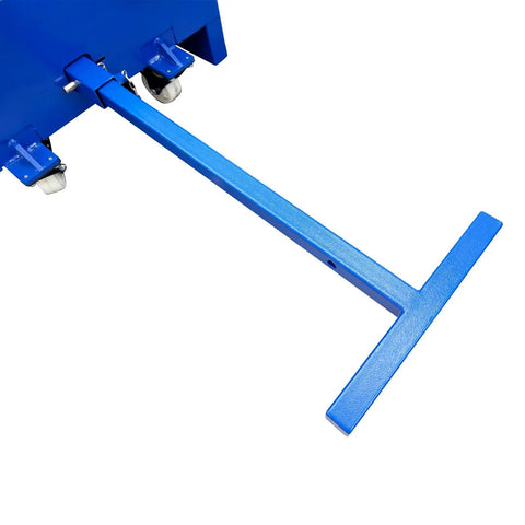 Shop Grade Electric Drum Rotator And Mixer Portable Steel Roller For Heavy Duty Oil Barrels Tackling 485 Pounds Of Thick Paint Epoxy And Mortar With Smooth 0 To 46 Variable Rpm blue handle with T shape design for mixing drum attachment.