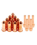 Extended Plasma Cutter Consumables Kit For Versa Cut 40 Amp Torch 15 Piece Replacement Set With 5 Extended Electrodes And 10 Extended Tips Nozzles 0.039 Inch 1.0 Mm Size Aftermarket Upgrade copper electrodes and nozzles