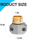 Heavy Duty Garden Hose Repair Fittings Aluminum Male Coupling Menders With Zinc Clamps And Rubber Washers, dimensions shown