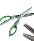 Green Pinking Shears With Comfort Grips For Zigzag Cutting Durable Sewing Scissors with ergonomic handles