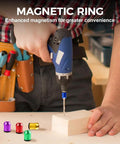 Person using drill with Heavy Duty Magnetic Screw Holder Ring For Drills And Power Tools, 2026 Model Magnetic Ring Bit on wooden plank