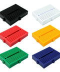 Set of six colorful mini breadboards from All In One Breadboard Kit For Quick Prototyping With Eight Boards Including Standard Half Size And Mini Breadboards In Six Colors For Arduino ESP32 ESP8266 And Raspberry Pi Projects