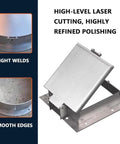 Lockable Stainless Steel Inspection Cover With Frame For Garden And Yard Drainage, angled view showing construction details