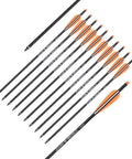 Pack of 12 16 Inch Carbon Crossbow Bolts For Hunting And Archery Arrows With 4 Inch Vanes Moon Nocks Target Tips Lightweight