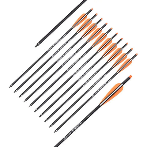 Pack of 12 16 Inch Carbon Crossbow Bolts For Hunting And Archery Arrows With 4 Inch Vanes Moon Nocks Target Tips Lightweight