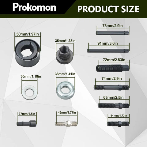 Pro Grade Power Steering Pulley Puller And Installer Kit For Water Pumps And Vacuum Pulleys Remove And Install On Most Engines tool sizes