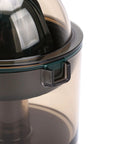 Asixxsix Portable Electric Citrus Juicer In Dark Green 400ml Cordless Handheld Fruit Press Machine close-up of lid and handle