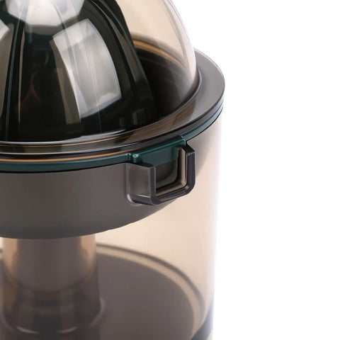 Asixxsix Portable Electric Citrus Juicer In Dark Green 400ml Cordless Handheld Fruit Press Machine close-up of lid and handle