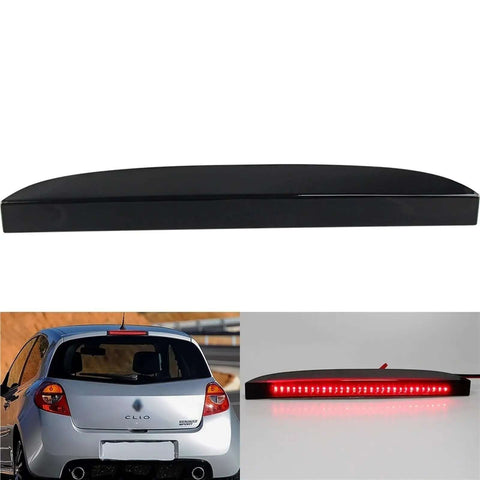 Renault Clio High Level 3Rd Brake Light LED Stop Lamp Smoke Lens for Mk III Hatchback, ultra bright rear light, night driving safety.